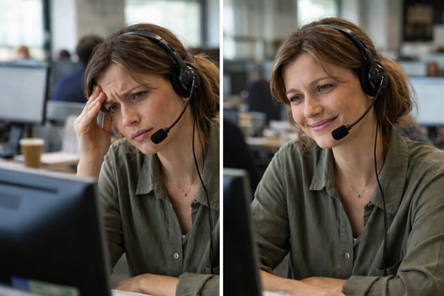 Call Center Employee - Stressed vs Relaxed