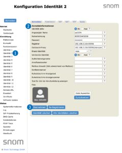 Snom Identität 1 Konfiguration CTI