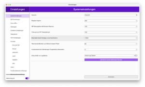 Einstellungen des viosoftphones