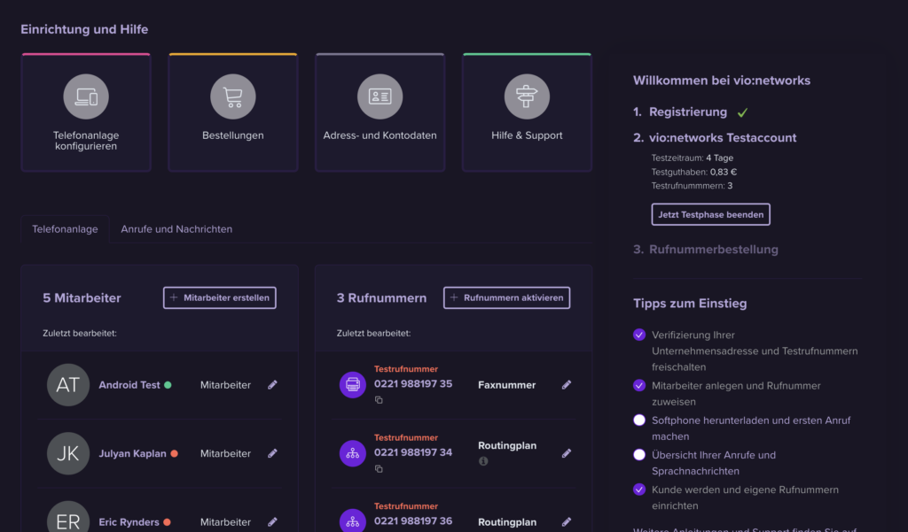 vio:business Dashboard