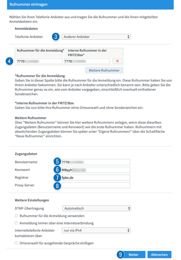 Fritz!Box Einrichtung Oberfläche